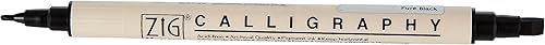 Zig Memory System - Marcador de doble punta para caligrafía, color negro puro, paquete de 6 (MS3400-010)