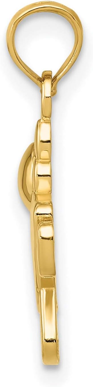 14k Yellow Gold Little Girl In Dress Pendant 19 mm x 13 mm