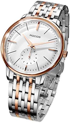 Automatic Watch for Men Wrist Watches Waterproof Analog Watch with Stainless Steel and White Dial Luxury Classic Elegant #R0140