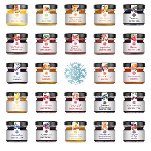 Corasol Premium Frühstück-Adventskalender mit Marmeladen & Konfitüren, Fruchtaufstriche im Glas (720 g)