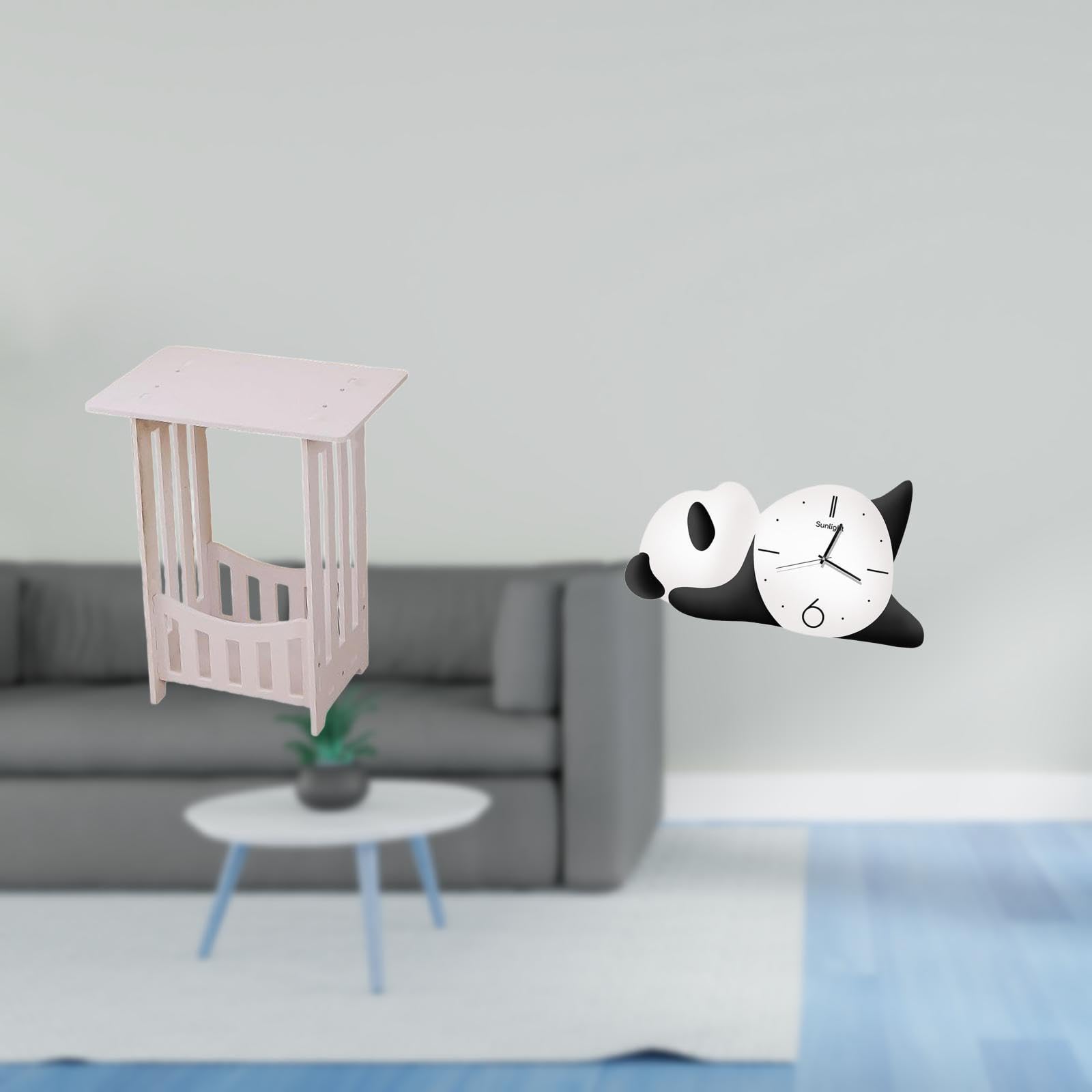 Enakshi® Practical Bedside Table for Hotel Cafe Lounge Room with Panda Shape Wall Clock Modern Cute Decor for Living Room Balcony|Home & Garden | Furniture | Tables-image-29