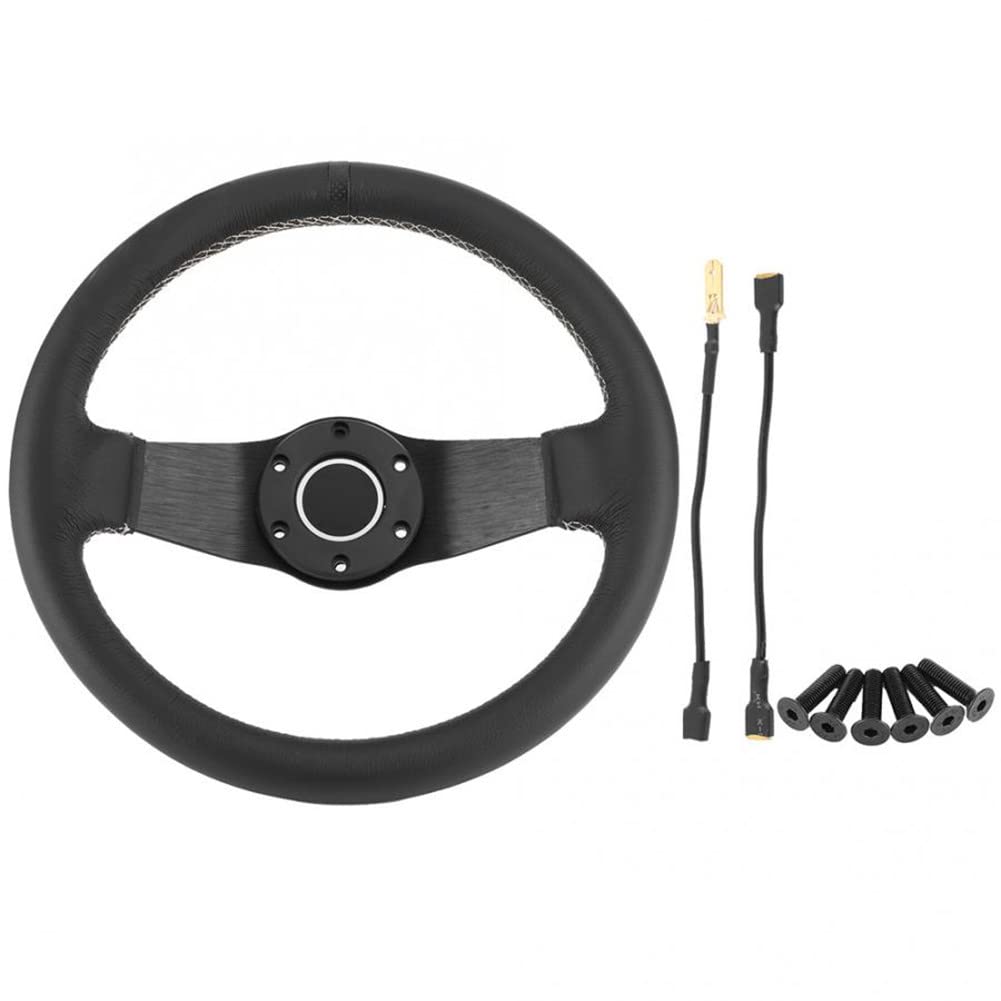 ihreesy 13 Inch Modified Steering Wheel Leather Racing Steering Wheel Sports Steering Wheel 320mm 6 Bolt Deep Dish Sports Steering Wheel with Horn Button