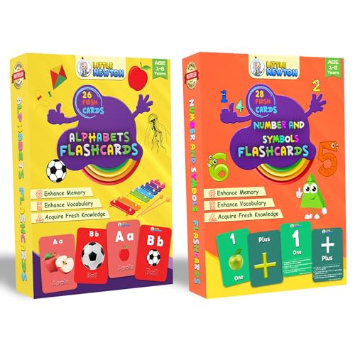 Image of LittleNewton - Premium Thick Modern Flash Cards for Kids, Educational Brain Toys, Montessori, Age 1-6 Years, Preschool Set of 2, 60 Flashcards