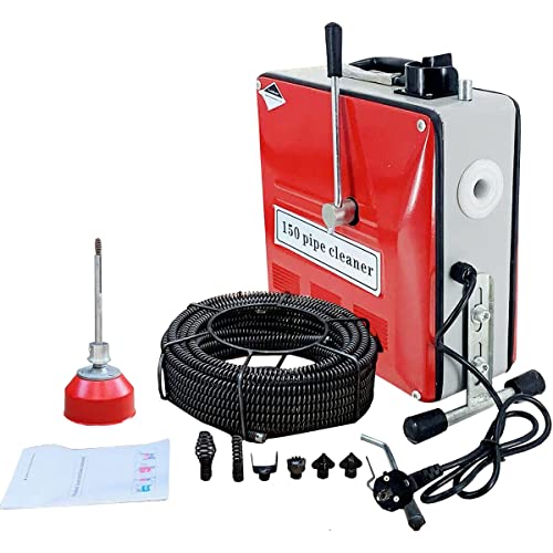 Preisvergleich Produktbild SUDEG 900W elektrische Rohrreinigungsmaschine,400U / min Rohrreiniger, rohrreinigungsspirale,Riemenantrieb,g... für Ø20-110 mm Rohrleitungen mit 6 Bohr- und Schneidköpfe