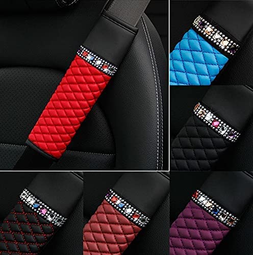 Almohadillas para cinturón de Seguridad de Coche, Protector de cinturón de Seguridad Suave y cómodo, Fundas para Correa de Hombro, Piel con Diamantes de imitación, Transpirable, para cinturón de seg