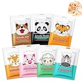 VRYNDH 7 Piezas Mascarilla Hidratante Facial,Skincare niñas,Mascarilla Facial Niña,Skincare Infantil,Face Mask Viene con Lindos Estampados De Animales para Todo Tipo De Piel