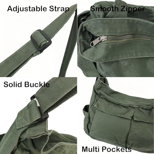 Bolso grande Lauthen tipo Hobo en lona para mujeres y hombres miniatura 6
