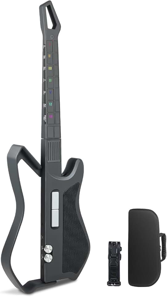 Guitarra Elétrica Semi Acústica, Guitarra Inteligente Sem Cordas Dobrável, Instrumento Musical Portátil para Iniciantes e Prática Diária