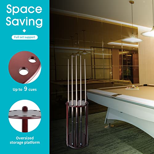 Hmqq Billiards Cue Rack(Solid Wood Pool Cue Rack With Holds 9 Sticks & Full Ball Set,Mohagany) #TOP1