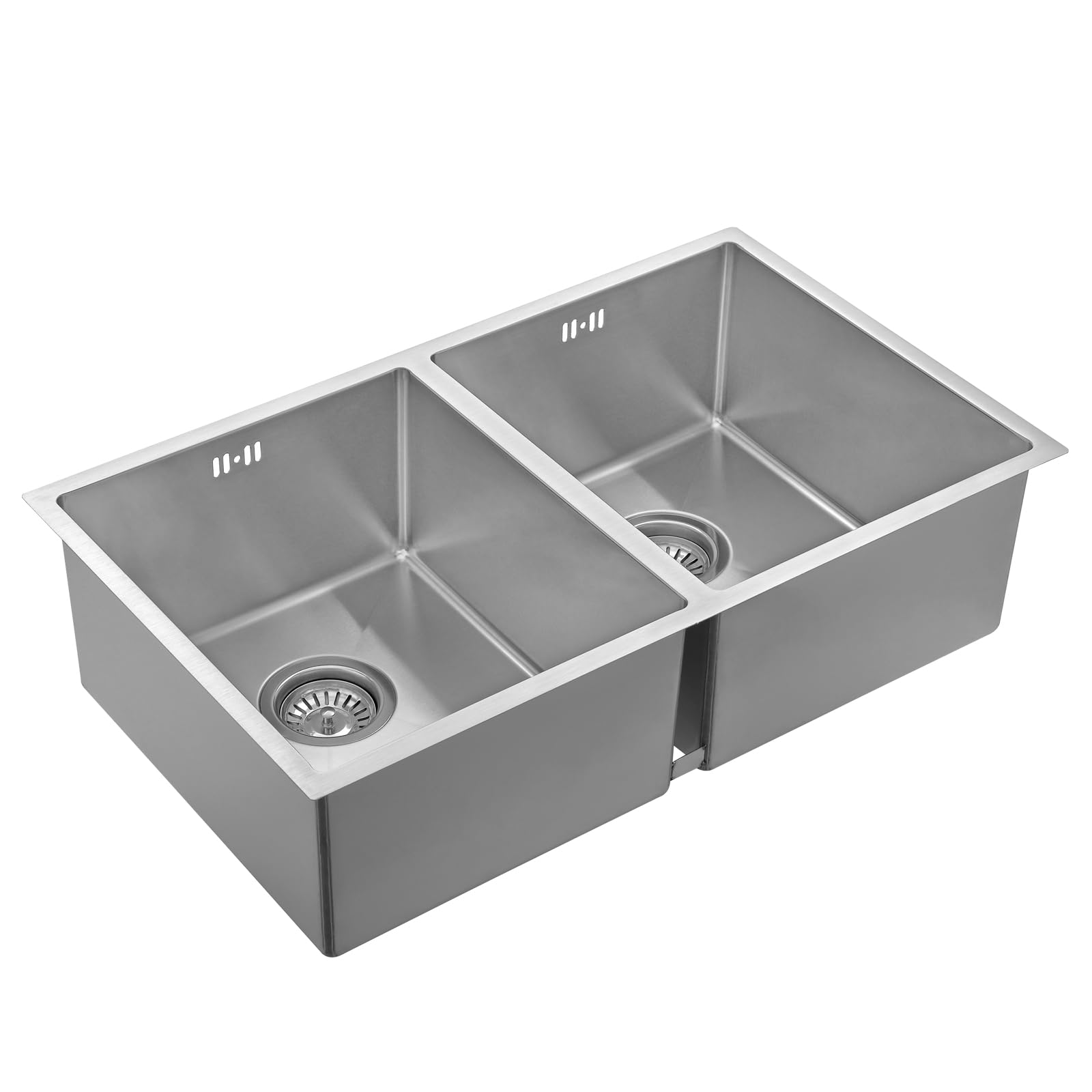 JASSFERRY Lavello da cucina 2 Vasca doppia in Acciaio Inox Spazzolato, Sottomontante Lavandino, con set di rifiuti