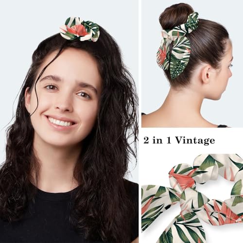 Image of Red Blooming Rose Flowers Black Working Cap with Scrunchy and Ribbon Tie for Women, Long Hair