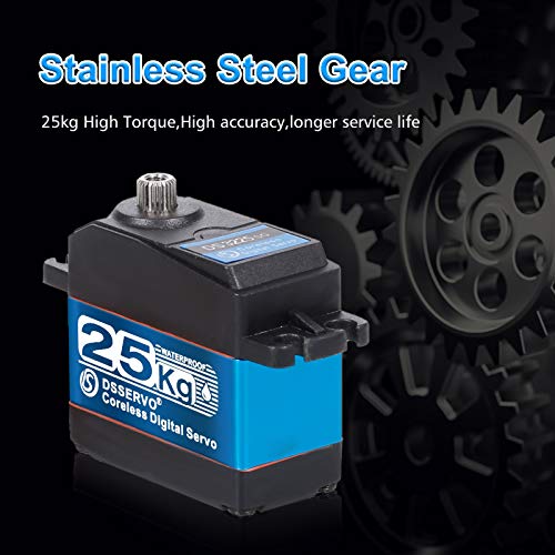 OWSOO DSSERVO DS3225 25KG Servo digital de aço inoxidável Engrenagem de alto torque IP66 Servo à pro