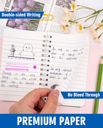 Dynta Small Notebooks 3x5 Bulk, Mini Spiral Notebooks 40 Packs, Pocket Notebooks Notepads Memo Pads 10 Assorted Colors for School Home Office College Work Travel (60 Sheets/120 Pages)