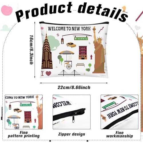 Huhumy 9 Pcs Cosmetic Bag New York Souvenir Zipper Pouch Los Angeles Souvenir Gifts Italy Paris Broadway Alaska Makeup Purse for Girls Women Traveler Birthday Christmas Party Favors, as the pictures