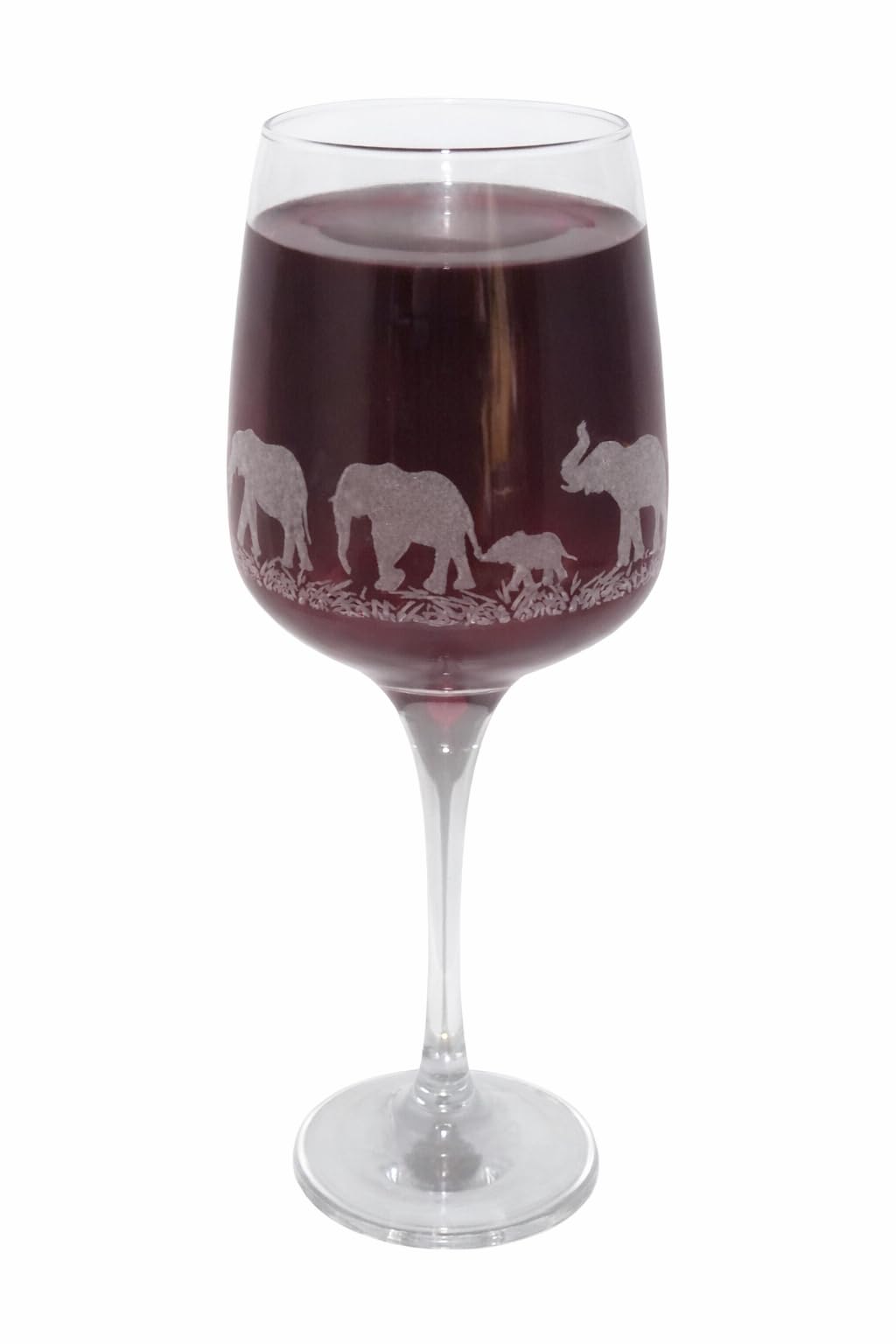 Beautiful 'Elephant' Engraved Stemmed Wine Glass - Lovely Elephant Gift!