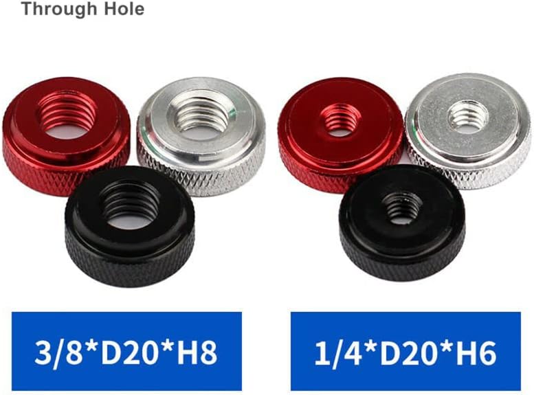 Generic 1Pcs BSW 1/4"" 3/8"" Aluminum Alloy Knurled Thumb Nuts Blind Hole/Through Hole Hand Grip Knob Step Nut - (Size: 1I4x20x20, Color: Silver-Blind hole)