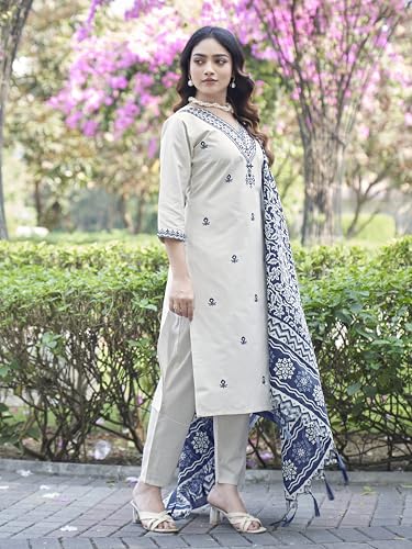 Image of Khadi Kurtaset With Khadi Silk Dupatta For Womens