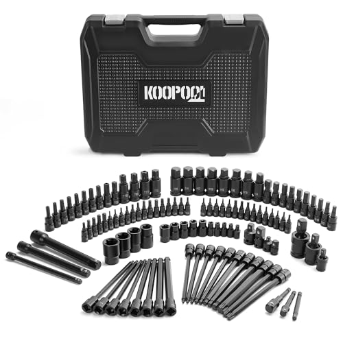 Image of 112PC Master Torx & Hex Bit Socket Set,1 /4 inch 3 /8 inch 1 /2 inch Drive, S2 Steel, Impact AD Adapters, U-Joints, Extension Bars, Long Torx & Ball End Hex, SAE & Metric, Black Phosphate