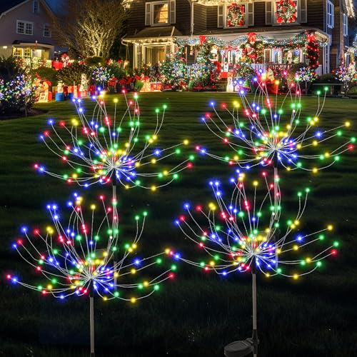 GIGALUMI Solarleuchten für den Außenbereich, 120 LEDs, 4 Stück, Solar-Starburst-Licht, wasserdicht, Solar-Feuerwerk-Lichter, dekorativ, DIY-Spaß für Hof, Rasen, Party(Farbig) GIGALUMI Solarleuchten für den Außenbereich, 120 LEDs, 4 Stück, Solar-Starburst-Licht, wasserdicht, Solar-Feuerwerk-Lichter, dekorativ, DIY-Spaß für Hof, Rasen, Party(Farbig)