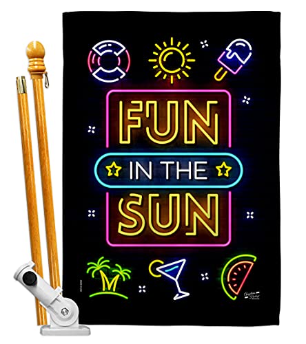 Neon Fun in the Sun House Flag Set Summertime and