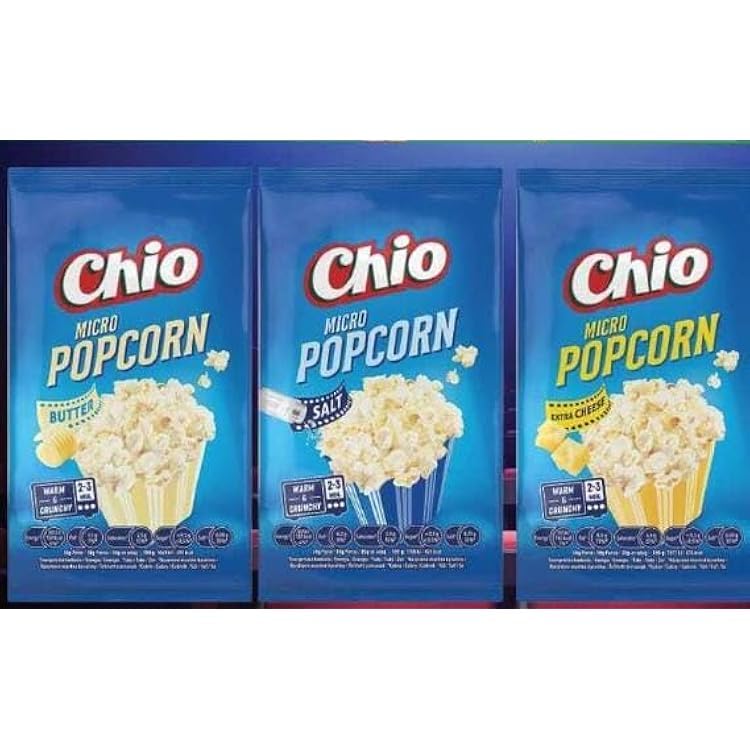 Chio Palomitas de Maíz para Microondas, Set de 3 Sabores, Sal, Queso y Mantequilla, 240 g