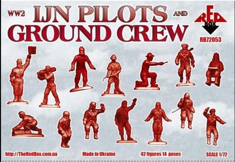 RED BOX Plastic Model Figures WW2 IJN Pilots and Ground Crew 42 Figures in 14 Poses 1/72 72053