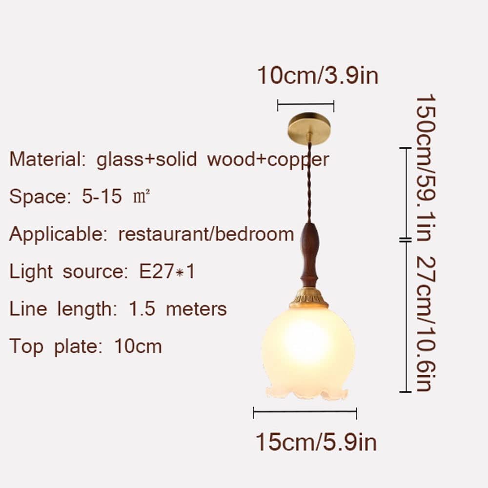 chandelier Japoński kremowy wisior kremowy szklany wisiorki, dekoracyjna orzechowa, regulowany pułap sznurkowy, do korytarza w kuchni pendant lamp