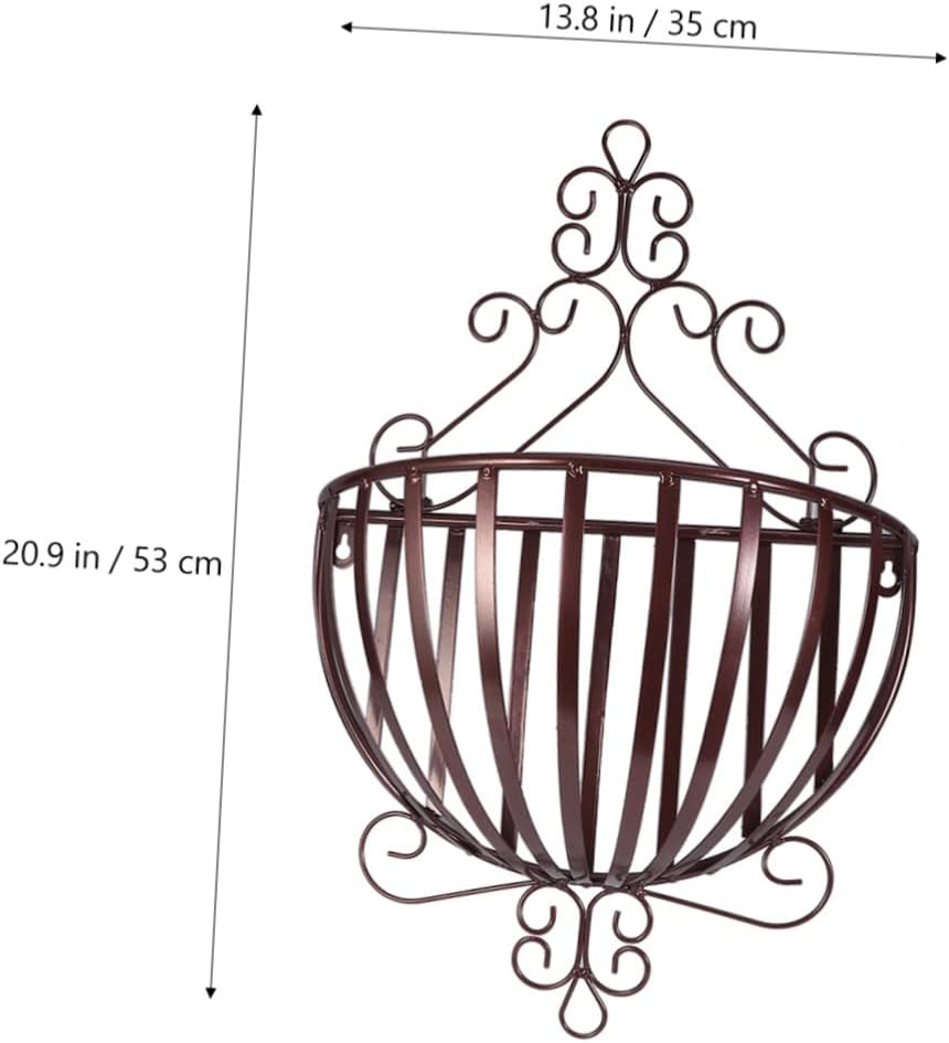 Toyvian European Style Iron Planter Wall-Mounted Flowerpot Rack Semicircular Design for Indoor and Outdoor Use Easy to Install Bronze Holder for Plants and Flowers