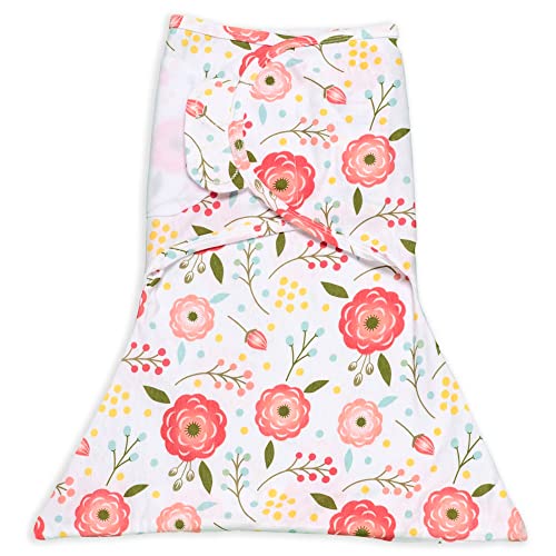Image of SleepingBaby Zippy Swaddle - 100% Cotton Newborn Swaddle Transition Wearable Blanket with Bottom Zipper - Secure, Breathable for Safer Sleep - Pink Poppy - Small/Medium (7-13 lbs)