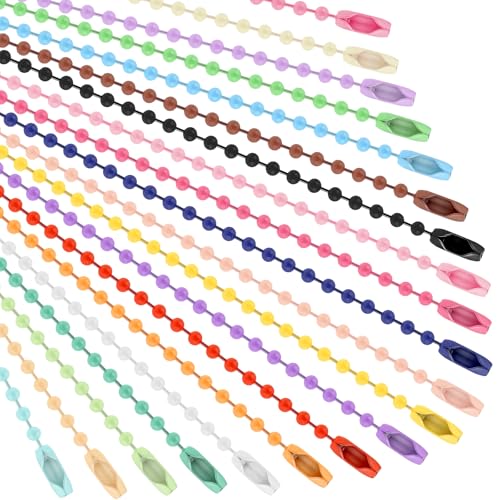 BESARME 200 PCS Colorful Bead Keychain Bulk Metal Hanging Chains Connector For Jewelry Making Holiday Decorations Dog Tag Chains Hanging Crafts Bulk DIY Needs