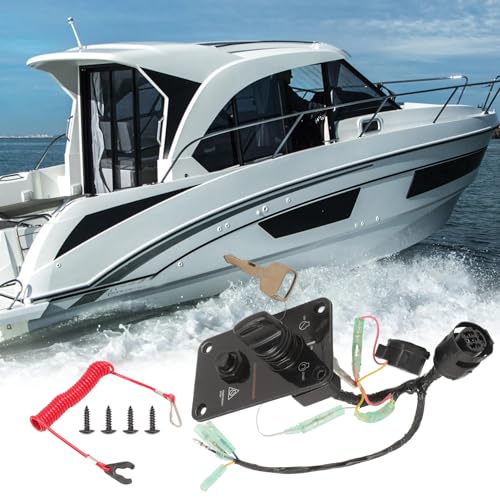 Image of 12V Main Switch Panel Single Engine Key Switch Panel Assembly for Outboard Yacht 704-82570-12-00 On-Off-Start Control Box Ignition Key Switch Panel 704-82570-11-00 704-82570-08-00