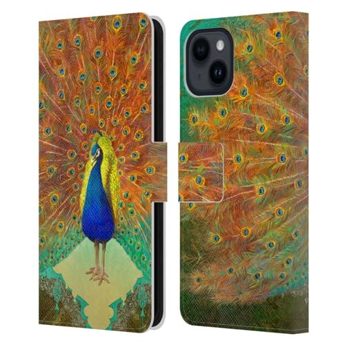 Funda Libro de Cuero Duirwaigh Pavorreal para iPhone 15 en tus Viajes