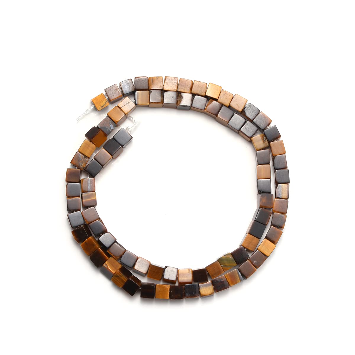 10 Perles En Œil De Tigre - Forme Cube Allongé Aux Bords Arrondis - Pierre Naturelle