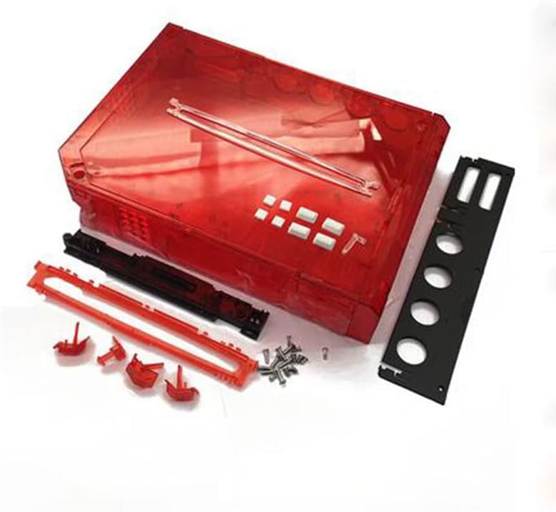 Full Housing Case Cover Shell with Buttons Replacement for Wii Console (Clear Red)