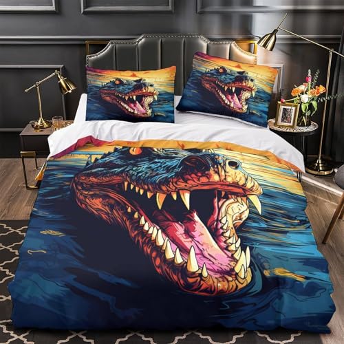 Parure de lit crocodile respirante et résistante pour lit simple