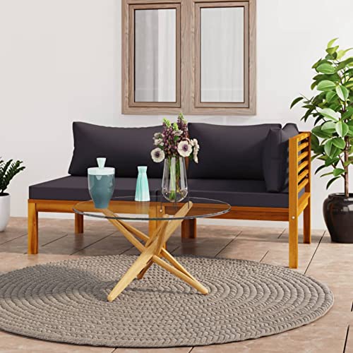 LAPOOH Juego de sofás 2 pzas con Cojines, Sofas De Salon, Sofa Cama, Hogar Sofa, Muebles Salon, Sofá Multiplaza, Gris Oscuro Madera de Acacia