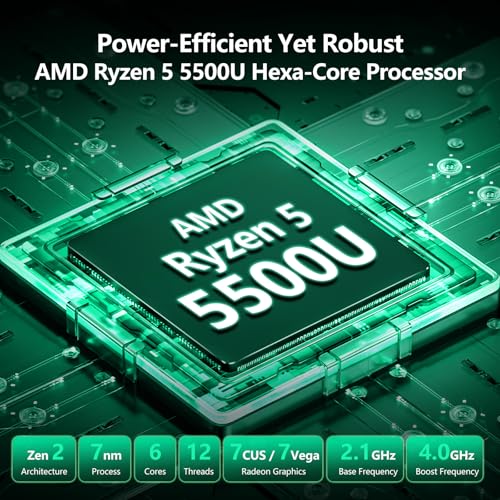 Image of Laptop, Laptop Computer AMD Ryzen 5 5500U 6-Core, 16GB RAM 512GB SSD, 15.6 Inch Laptops with 1080P FHD, Win 11 Pro, Radeon Graphics, 180 Open, Backlit KB, USB-C PD, Gray Thin & Light PC Lap top