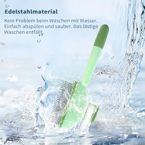 Flohkamm für Katzen & Hunde (2 Stück) – Selbstreinigender Zeckenkamm, Haarentfernungsbürste für Fellpflege, Tierflohkamm mit ergonomischem Griff