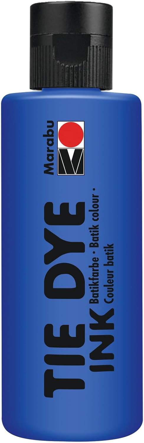 Marabu TIE DYE INK Tie Dye in Dark Blue, 80 ml, Water-based Paint, Vegan, Radiant Fabric Dye for Light Textiles up to 20% Synthetic Fibre Content, 17300004053