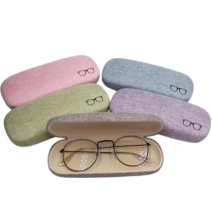 Hard Shell Eyeglass Case for Spectacles, Sunglasses Storage Box with Soft Velvet Interior, Portable Protective Eyewear Holder, Linen Texture Glasses Case for Men Women, Multicolor-image-42