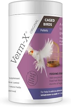 Verm-X Original All Natural Pellets for Caged Birds. Supports Intestinal Hygiene. Vet Approved. Restores and Maintains Gut Vitality. Wormwood Free Recipe., clear