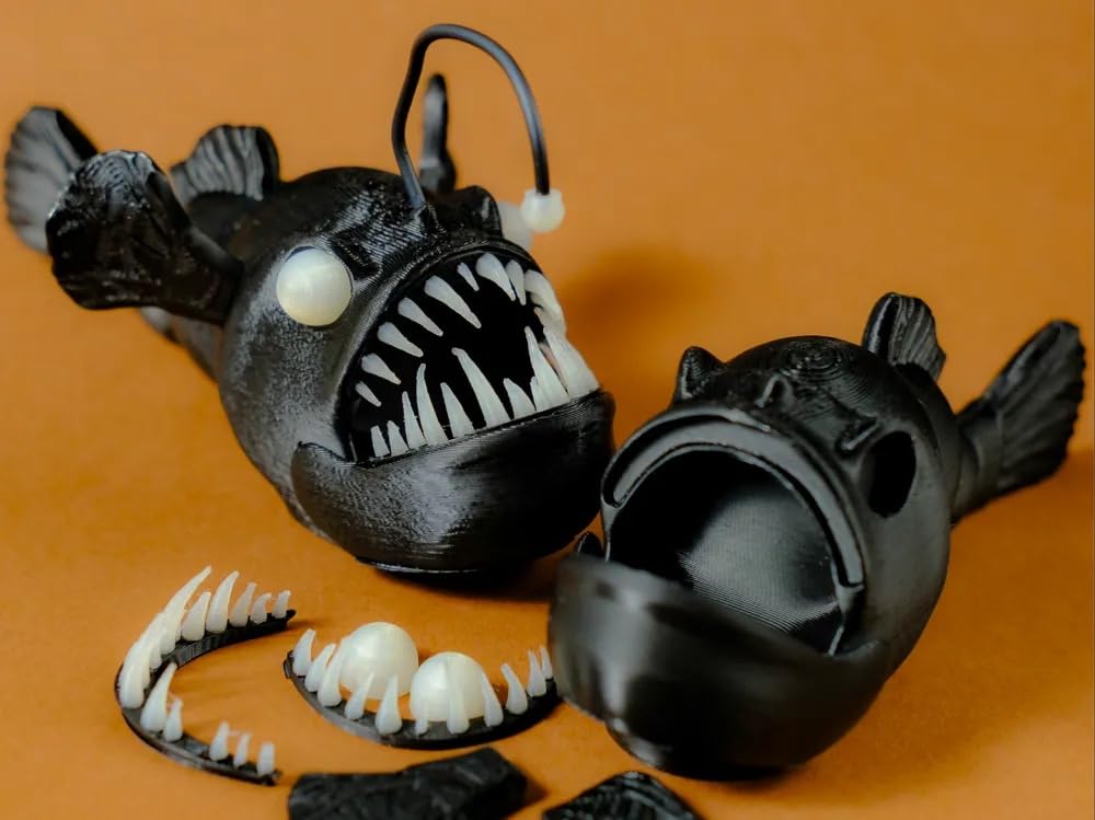 Deep Sea Monster Fish Toy for Kids | Glow-Style Angler Fish Model with Removable Parts | Creative Marine Animal Toy for Boys & Girls | Unique Display Model for Play & Decoration (Black)-image-44