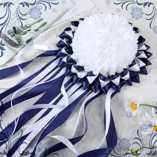 Knitgrip 6 Pcs Homecoming Mum Flower 6.5 Silk Homecoming Mums Supplies 21 Layers DIY Crafts Chrysanthemums for Back to School Week Party Decorations(White) — view 5
