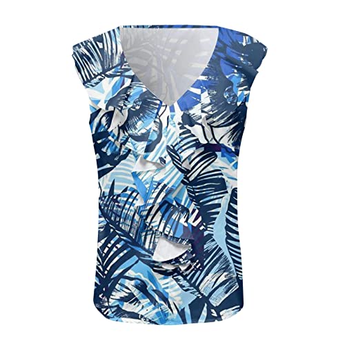 MKIUHNJ Shirt Umstandsmode Women 's Deep V Ausschnitt Rassel Camis lässige Sommer-Bluse Ärmellos mit Druck Hemd oben mit Tank-Top Hemd Ärmellos – Bild 5