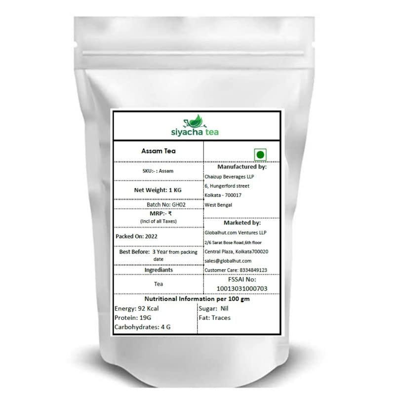 Image of Siyacha Tea Assam CTC Black Tea, 1 KG, Small Rungagora High Grown Malty Chai Patti, Natural Antioxidant Rich, Healthy Beverage, Makes 500 Cups (approx)