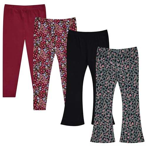 Girls Leggings and Flared Pants Set Comfortable, Stylish, and Versatile Pack of 4