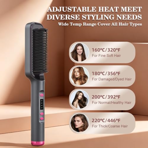 Cepillo alisador de cabello con 4 temperaturas y pantalla LED miniatura 3