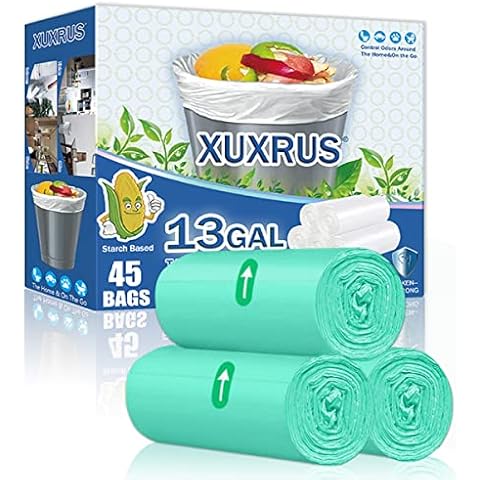 XUXRUS Bin Liners 50Liter, 45 Counts Large Garbage Bags- Bin Bags for Kitchen Bin Linerse -Mint Green,60x80cm Cover