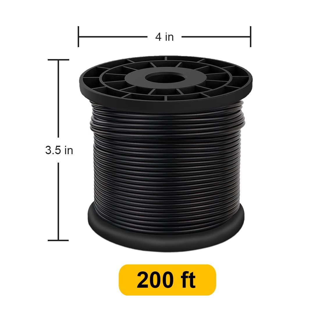 4mm Drahtseil Ummantelt,100m Edelstahl Stahlseil, mit PVC Beschichtung, 100 Crimphülsen für Bilder Outdoor Zaun Gardinen, Zaun, Wäscheleine,Schwarz