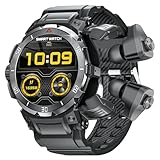 JUSUTEK 2025 革新 高級スマートウォッチ TWSイヤホン スマートウォッチ，1.46インチ画面腕時計，歩数計，両耳イヤホン,Bluetooth5.2,通話機能付き、耐寒耐熱，活動量計，天気予報，DIY文字盤，消費カロリー， アラーム，ミニゲーム,電卓,着信電話，Line通知，iphone&アンドロイド対応，お贈り物，日本語説明書 (黒)